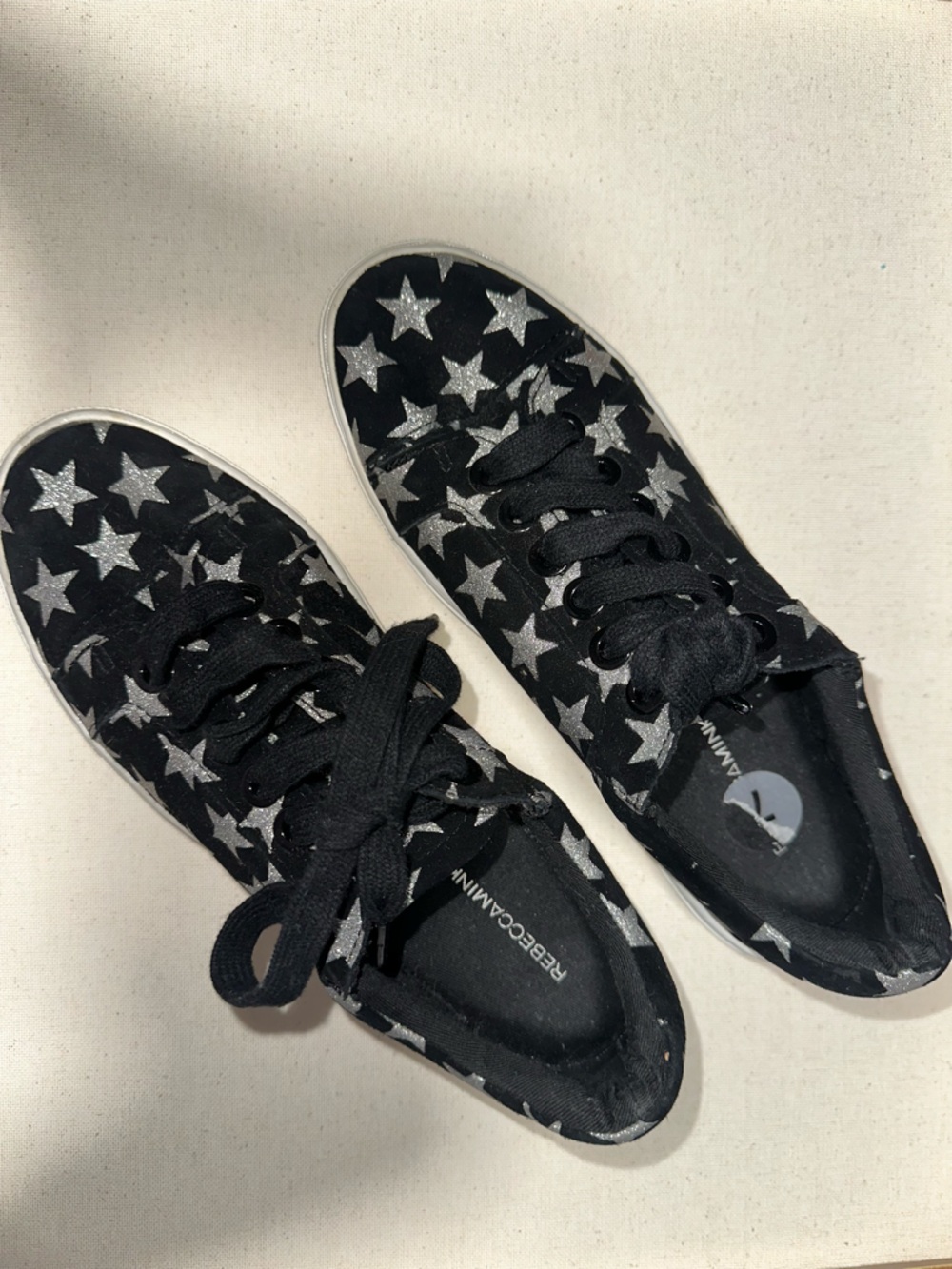 Rebecca Minkoff Black Sneakers with Silver Star Accents